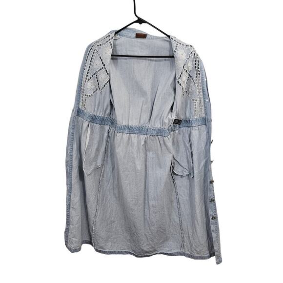 POL Denim Button Front Elastic Waist Cotton Midi Dress Size Small - Picture 4 of 8